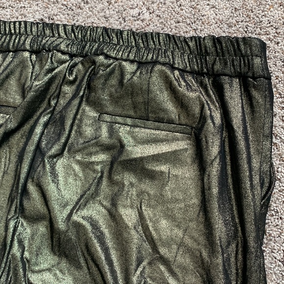 Joie Wide Leg Glitter Gold Sparkle Pant Trousers Elastic Waist - Picture 9 of 13